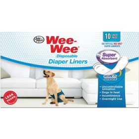 Four Paws Wee Wee Super Absorbent Disposable Diaper Liners  10 Pack  (Fits All Garment Sizes)