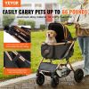 VEVOR Pet Stroller, 4 Wheels Dog Stroller Rotate with Brakes, 66 lbs Weight Capacity, Puppy Stroller with Detachable Carrier