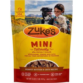 Zukes Mini Naturals Dog Treats  Peanut Butter & Oats Recipe (Option: 1 lb)