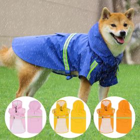 Pet raincoat for large and small dog; PU waterproof big dog raincoat; outdoor reflective dog raincoat (colour: blue, size: 3XL)